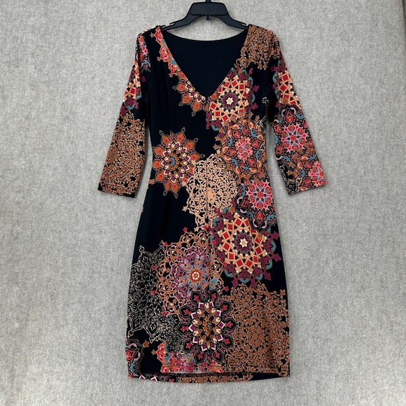 Joseph Ribkoff Floral Dress Surplice Size 10‎ Pink Multicolor Stretchy - Picture 1 of 10